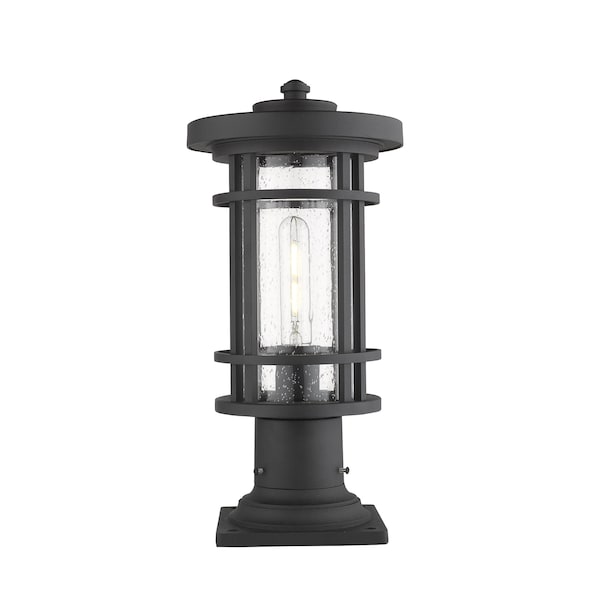 Z-Lite Jordan 1 Light Outdoor Pier Mounted Fixture, Black And Clear Seedy 570PHM-533PM-BK - main